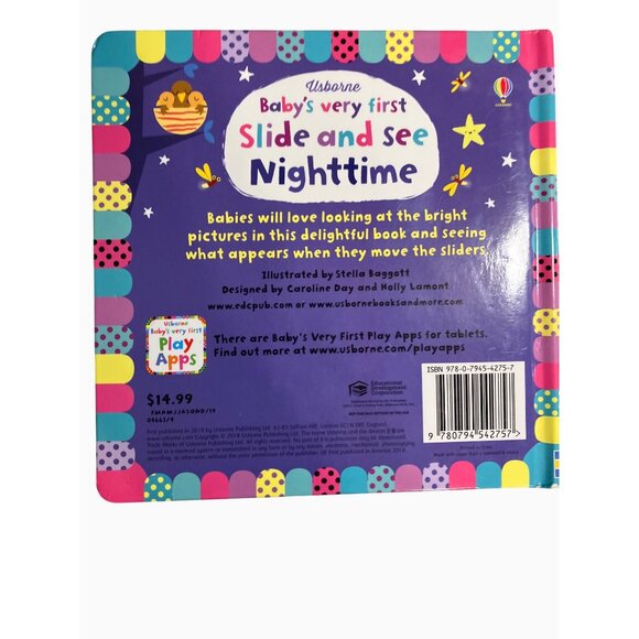 Usborne Babys Very First Slide And See Nighttime Board Book - Picture 2 of 16